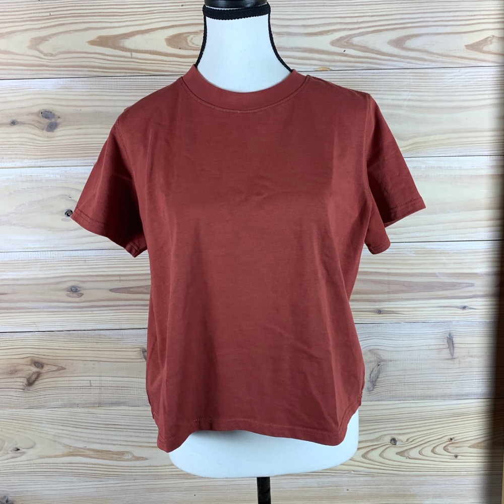 Bohme T-Shirt Womens Large Rust Orange Cotton Short Sleeve Crew Neck Boxy Top